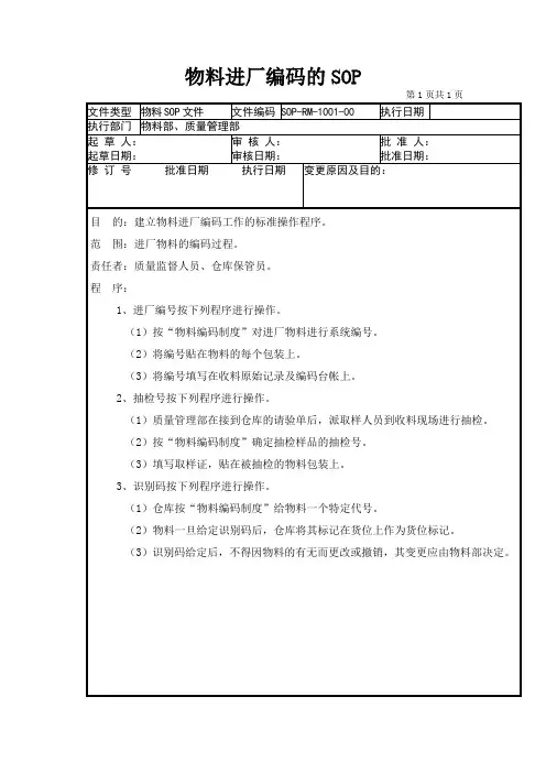 01-物料进厂编码的SOP