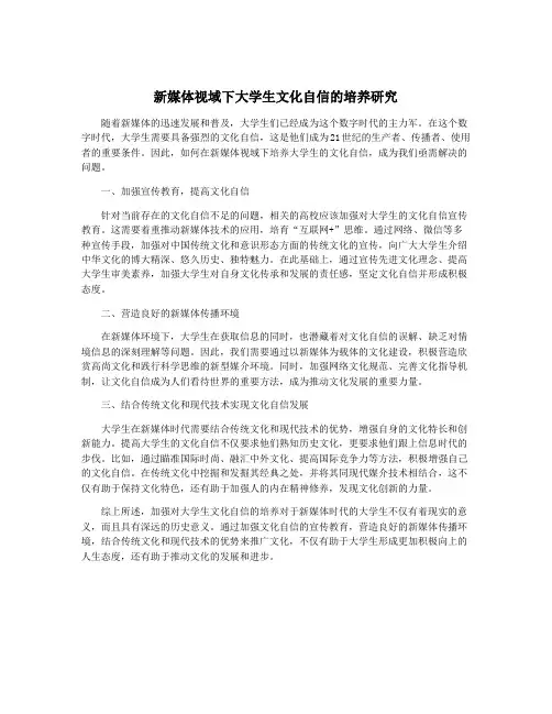新媒体视域下大学生文化自信的培养研究