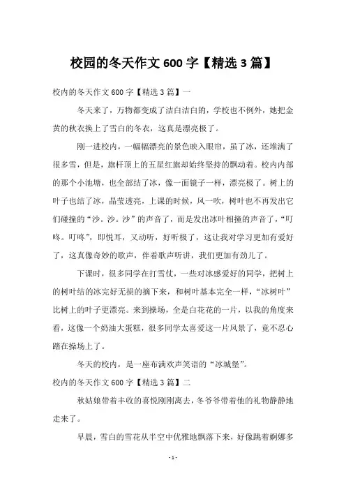 校园的冬天作文600字【3篇】