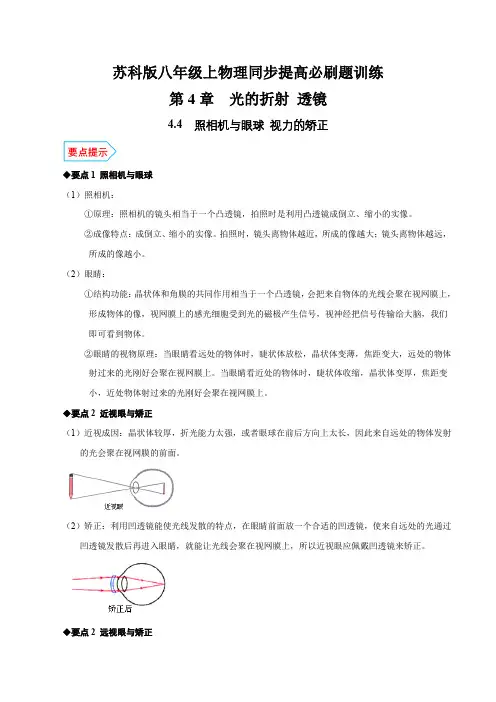 专题4.4照相机与眼球视力的矫正(原卷版+解析)