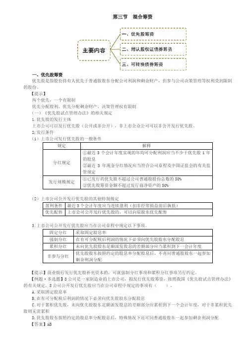 【财务成本管理知识点】优先股筹资与附认股权证债券筹资