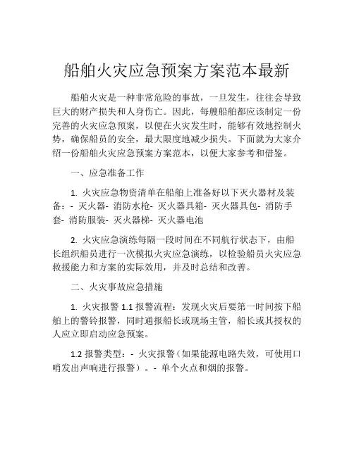 船舶火灾应急预案方案范本最新