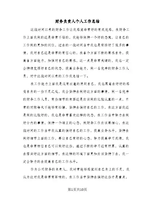 财务负责人个人工作总结（5篇）