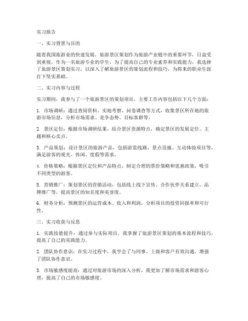 旅游景区策划专业实习报告