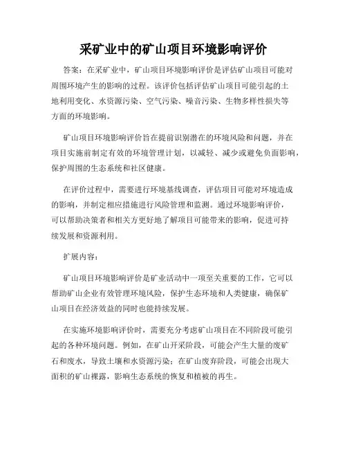 采矿业中的矿山项目环境影响评价
