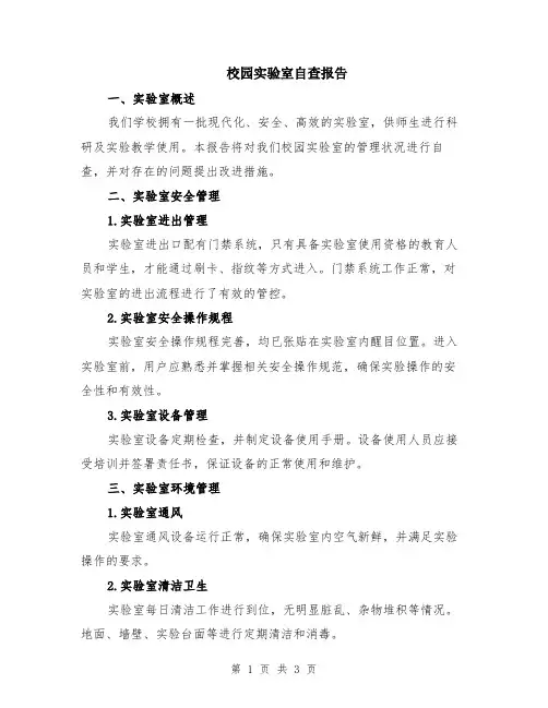 校园实验室自查报告