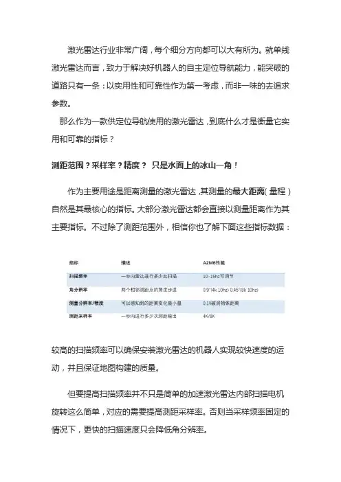 一文带你了解激光雷达重要指标及参数