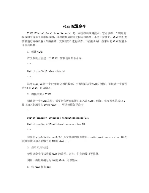 vlan配置命令