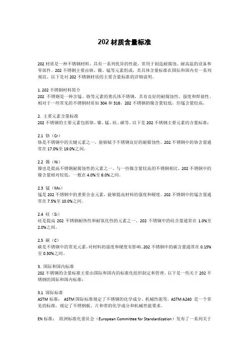 202材质含量标准