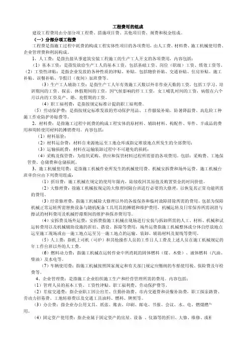 工程费用的组成