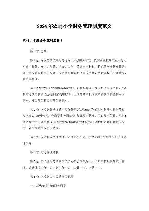 2024年农村小学财务管理制度范文