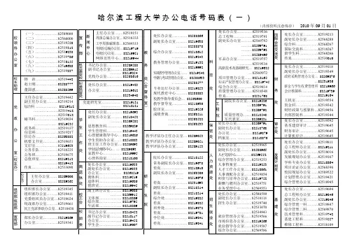哈尔滨工程大学电话号码表_20100901改)