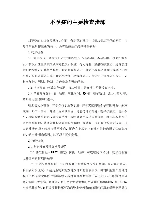 不孕症的主要检查步骤