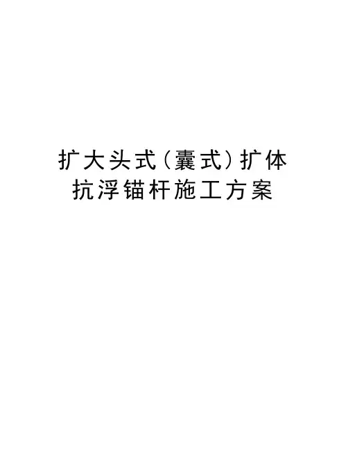扩大头式(囊式)扩体抗浮锚杆施工方案培训课件
