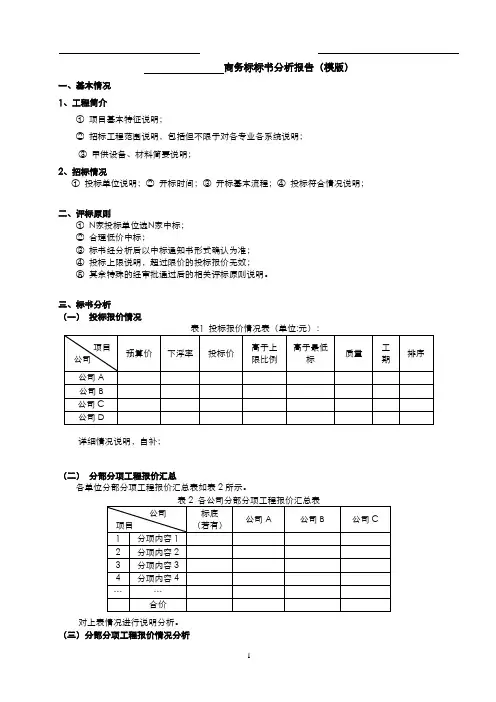 商务标标书分析报告