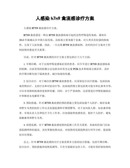 人感染h7n9禽流感诊疗方案