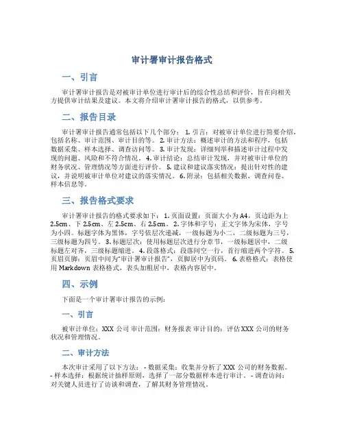 审计署审计报告格式