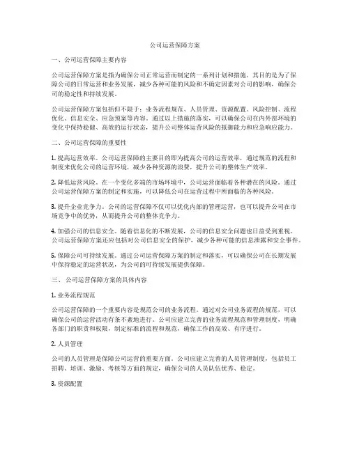 公司运营保障方案
