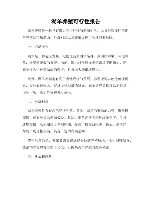 湖羊养殖可行性报告
