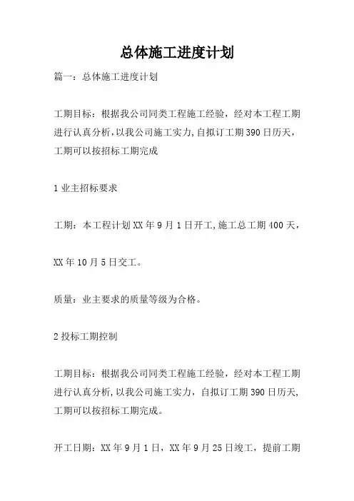总体施工进度计划