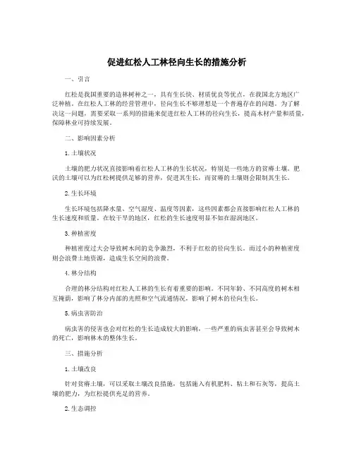 促进红松人工林径向生长的措施分析