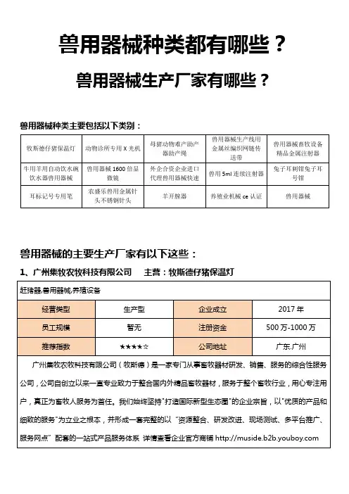 兽用器械种类都有哪些,兽用器械生产厂家有哪些