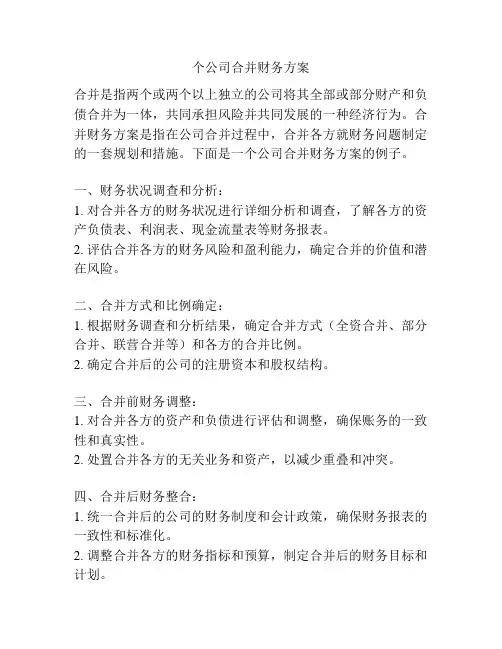 个公司合并财务方案