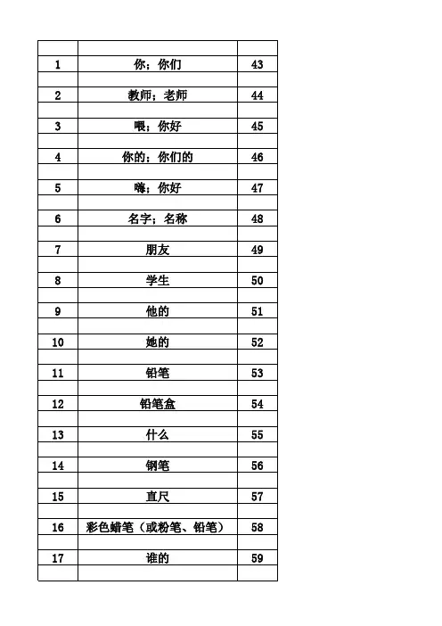 四年级下册英文单词听写