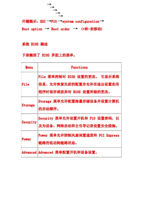 HP笔记本BIOS设置解析