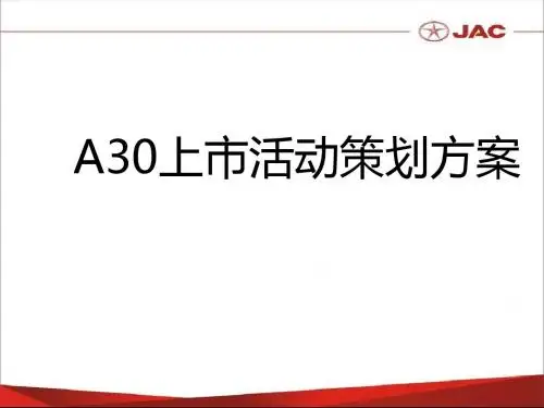 A30上市活动策划方案(PPT 33张)