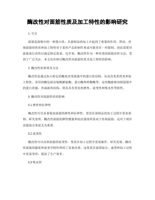 酶改性对面筋性质及加工特性的影响研究