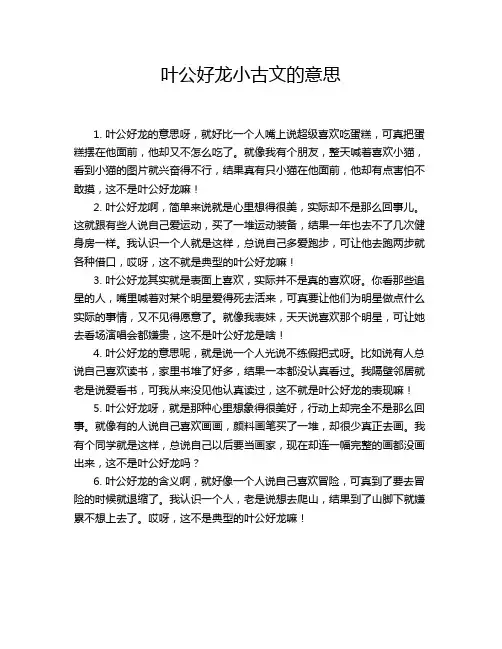 叶公好龙小古文的意思