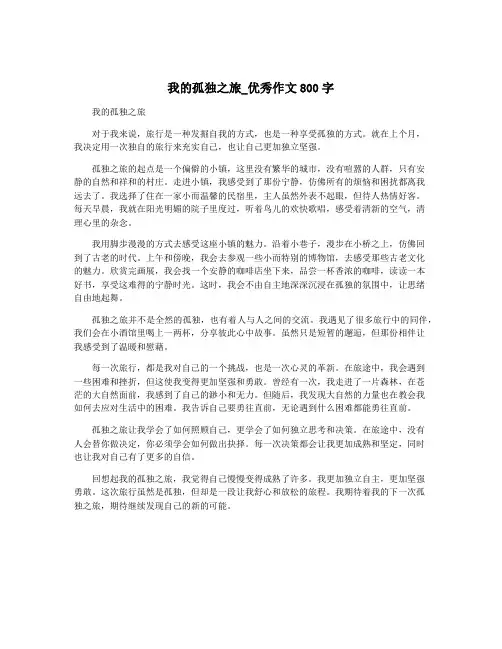 我的孤独之旅_优秀作文800字
