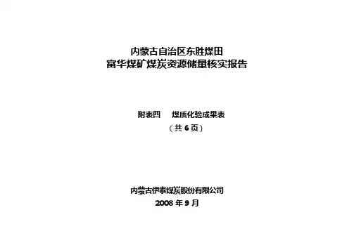 附表四富华煤矿煤质表最终