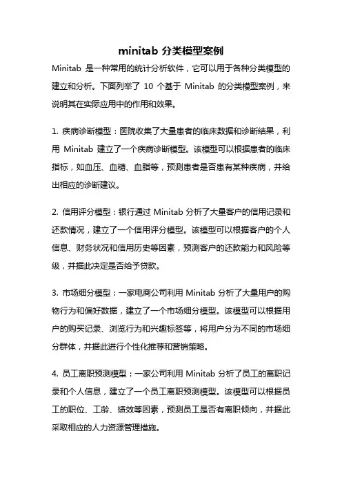 minitab 分类模型案例