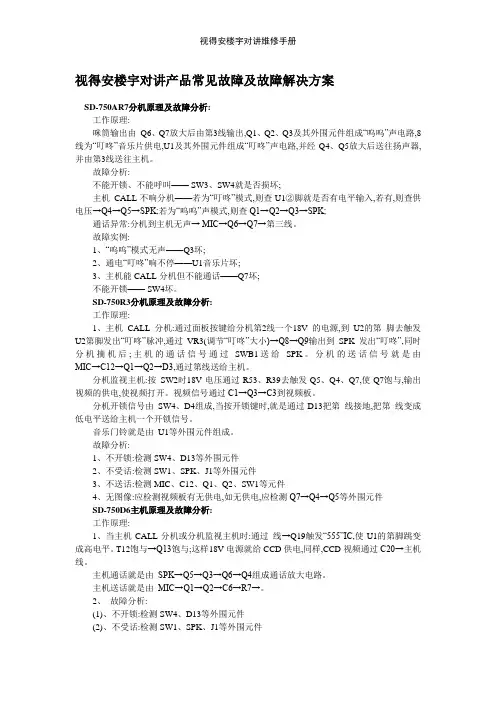 视得安楼宇对讲维修手册