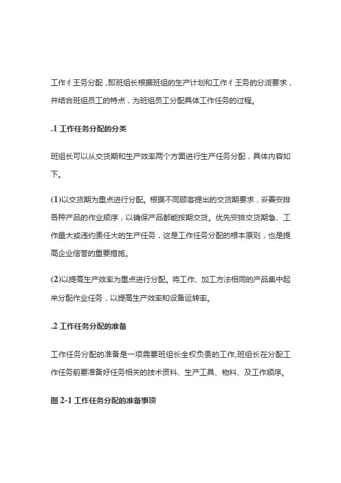 班组长工作任务分配