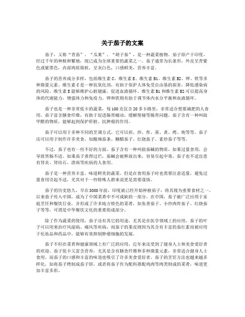 关于茄子的文案