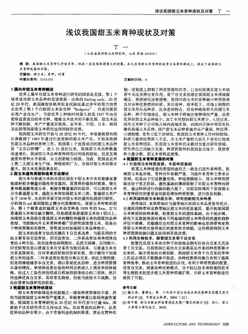 浅议我国甜玉米育种现状及对策