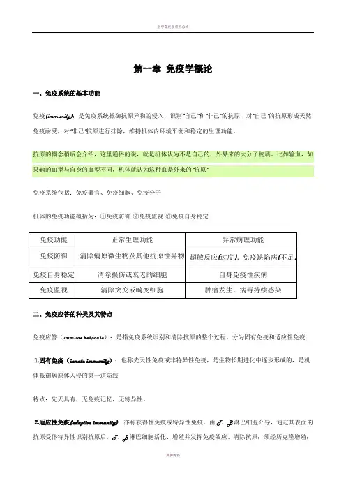 医学免疫学重点知识总结
