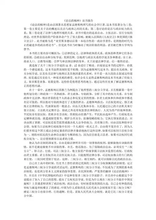 论法的精神读书报告