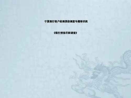 贷款新规与银行授信调查培训