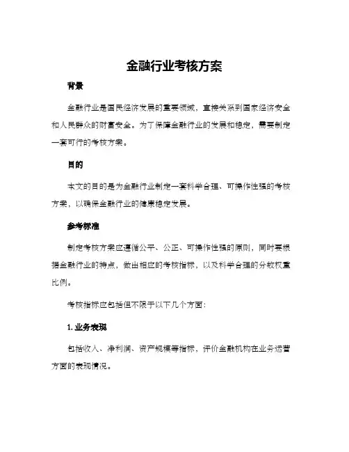 金融行业考核方案