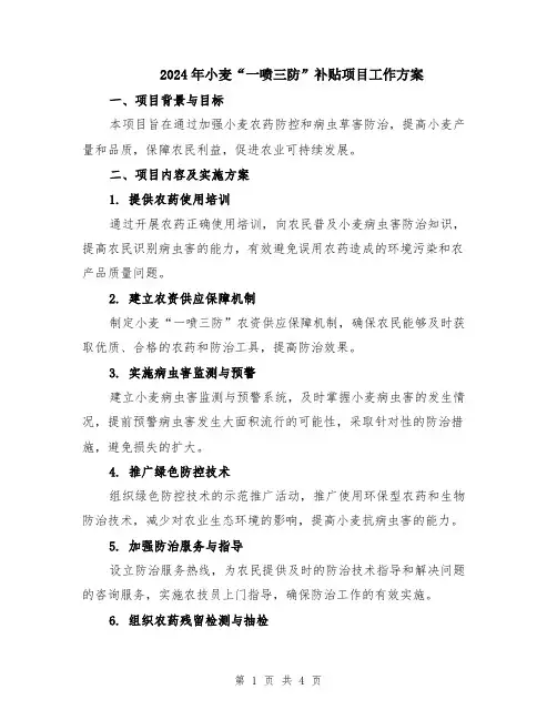 2024年小麦“一喷三防”补贴项目工作方案