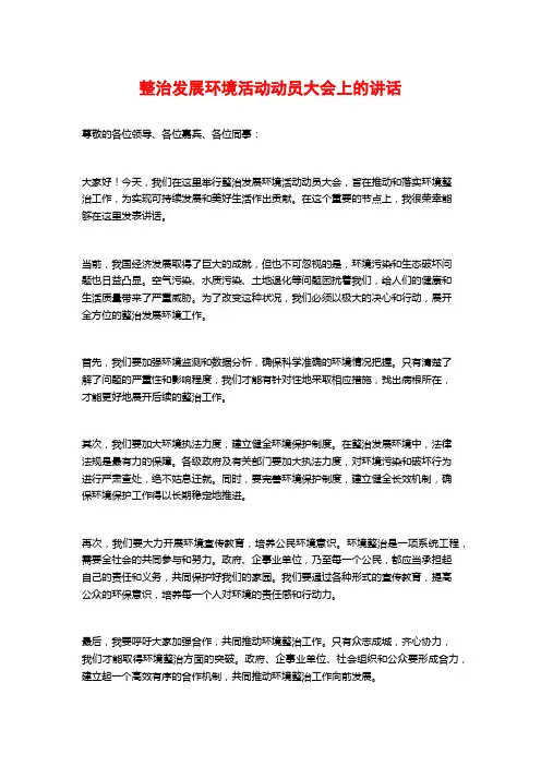 整治发展环境活动动员大会上的讲话