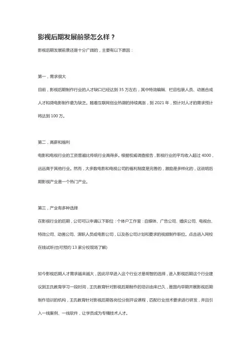 影视后期发展前景怎么样