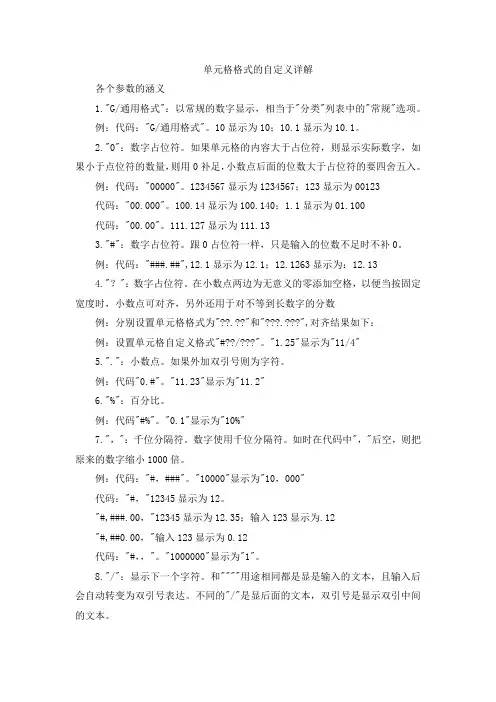 excel自定义单元格格式详解收集