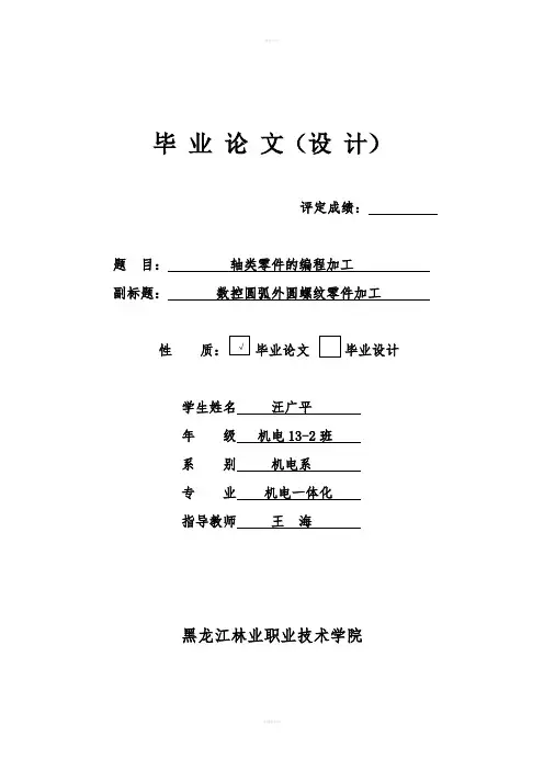 轴类零件的编程加工数控圆弧外圆螺纹零件加工