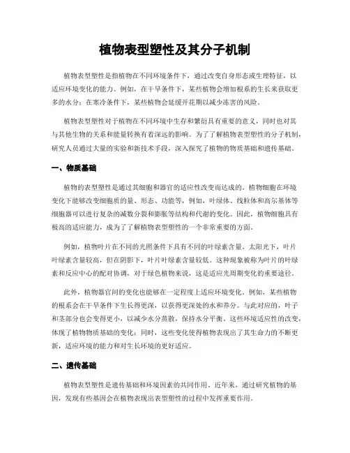 植物表型塑性及其分子机制