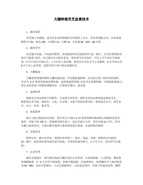 大棚种植灵芝盆景技术